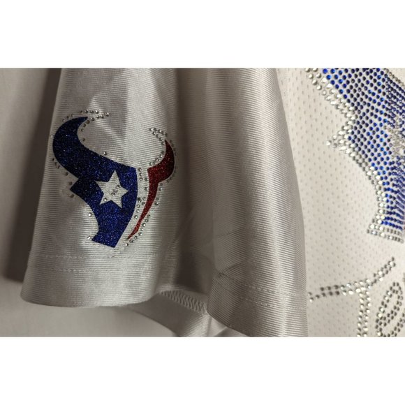 BAW Athletic Wear short sleeve TEXANS sequins Womens‎ Fan WATT 99 Jersey Top L - Picture 6 of 11